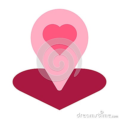 Dating pointer gps pin decorated heart icon vector Cartoon Illustration