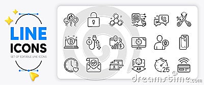 Dating, Smartphone glass and 24h service line icons. For web app. Vector Stock Photo