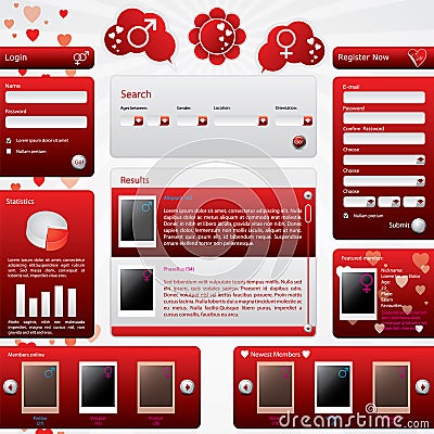 Dating website template for valentine's day Vector Illustration