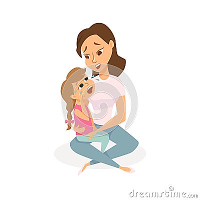 The daughter is crying Vector Illustration