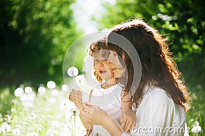 Daughter with her mother together Stock Photo