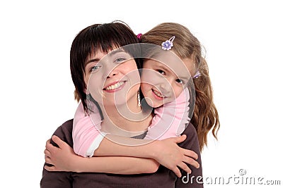 Daughter Hugging Mother Stock Photo