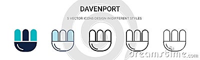 Davenport icon in filled, thin line, outline and stroke style. Vector illustration of two colored and black davenport vector icons Vector Illustration