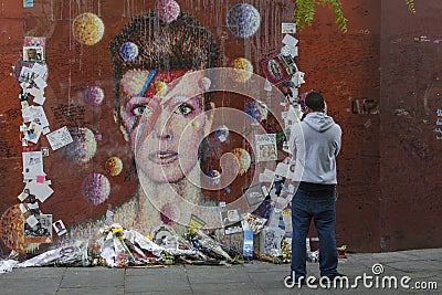 David Bowie murales in Brixon Editorial Stock Photo