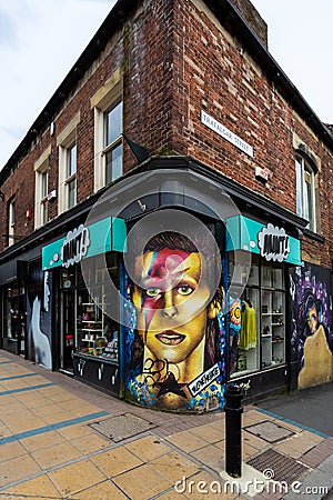 David Bowie tribute mural in Sheffield Editorial Stock Photo