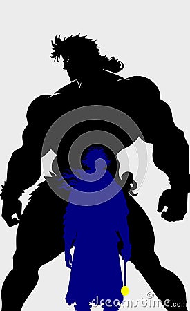 David Goliath silhouette graphical vector svg Stock Photo