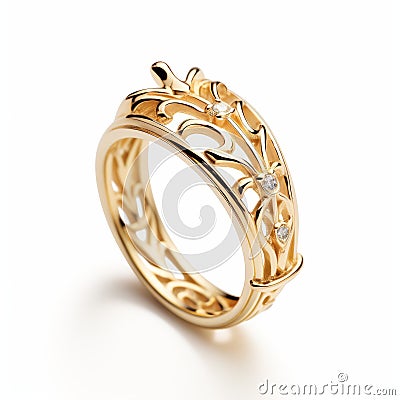 Elegant Rococo Whimsy Gold Ring Inspired By Crown Stock Photo