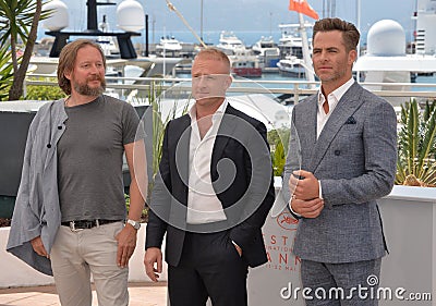 David MacKenzie, Ben Foster & Chris Pine Editorial Stock Photo