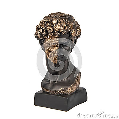 David of Michelangelo bust sculpture isolated on white background Stock Photo