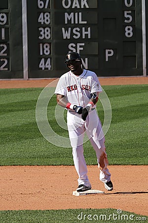 David Ortiz of the Boston Red Sox on second after a double Editorial Stock Photo