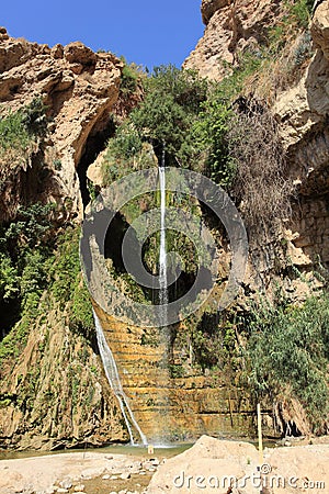 David Waterfall in Ein Gedi Nature Reserve Stock Photo