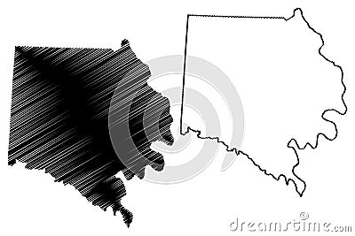 Davie County, North Carolina State U.S. county, United States of America, USA, U.S., US map vector illustration, scribble sketch Vector Illustration