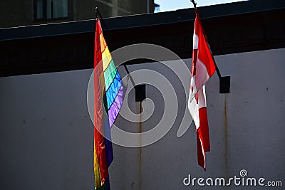 Davie St. is LGBTQ2 friendly street. Editorial Stock Photo