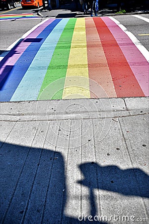 Davie St. is LGBTQ2 friendly street. Editorial Stock Photo