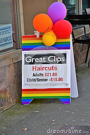 Davie St. is LGBTQ2 friendly street. Editorial Stock Photo