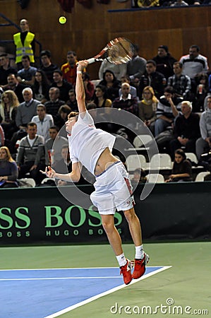 Davis Cup, tennis player Thomas Kromann in action Editorial Stock Photo