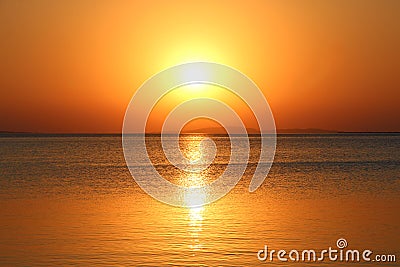 Dawn above sea. Beautiful summer daybreak above ocean Stock Photo