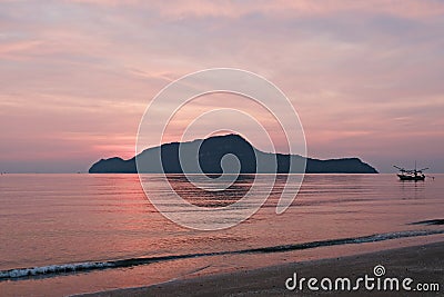Dawn beach, quiet and morning beach. New beginning abstract. Stock Photo