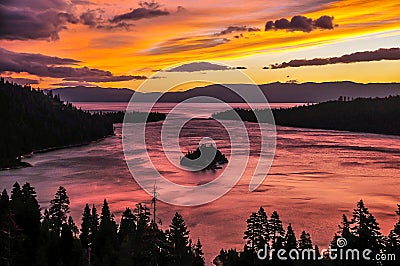 Sunrise over Emerald Bay State Park Stock Photo