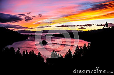 Sunrise over Emerald Bay State Park Stock Photo