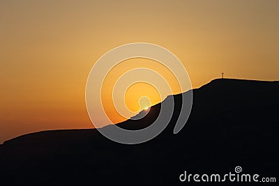 Dawn behind Corno alle Scale slope Stock Photo