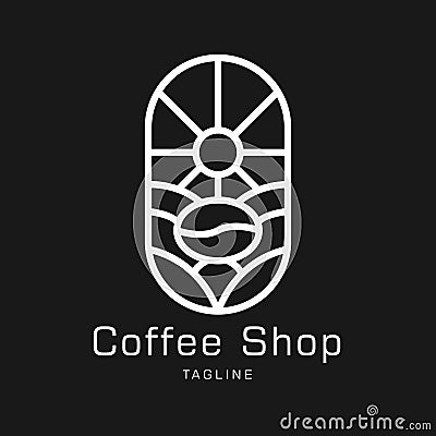 Monoline Coffee Shop Logo Vector Illustration