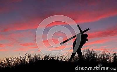 Dawn Cross Carry Stock Photo