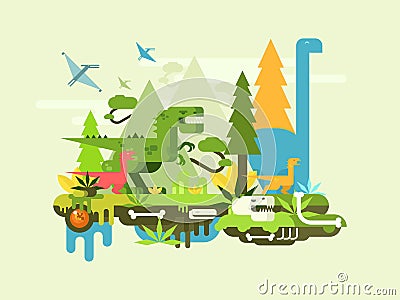 Dawn of the dinosaurs Vector Illustration