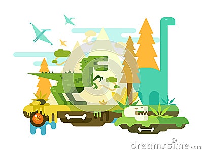 Dawn of the dinosaurs Vector Illustration