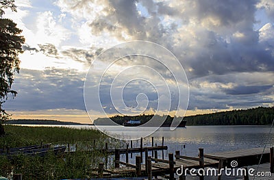 Dawn on Lake Ladoga Stock Photo