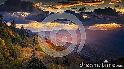 Dawn at Oconaluftee Overlook Stock Photo