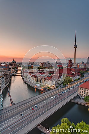 Dawn over downtown Berlin Stock Photo
