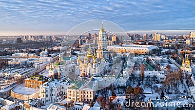 Orange sunset and cloud over cityscape Kiev, Ukraine, Europe Stock Photo