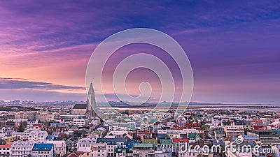 Dawn in Reykjavik, Iceland Stock Photo