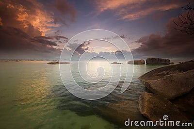 Dawn at tanjung tinggi belitung indonesia Stock Photo