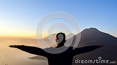 Dawn views of Lake Atitlan and plants from the heights of Indian Nose pointview Stock Photo