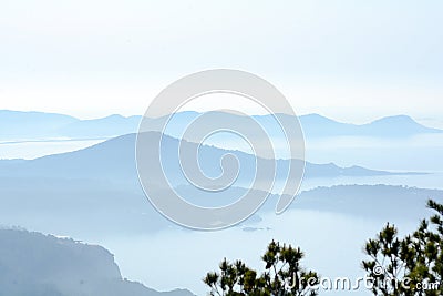 Dawn whit fog in Sant Josep de Sa Talaia, Ibiza. Stock Photo