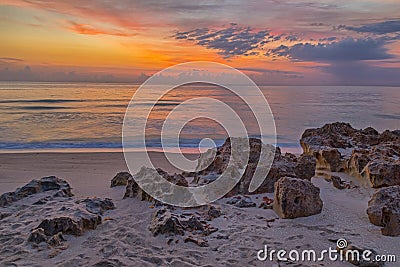 Dawning at the Beach - Stuart, Florida- Hutchinson Island Stock Photo