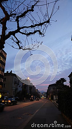 Dawning in a city Stock Photo