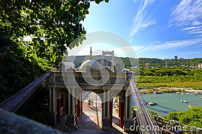 Daxi Bridge, a beautiful sightseeing suspension footbridge in Daxi District, Editorial Stock Photo