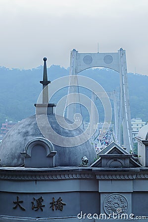 Daxi Bridge in Taoyuan, Taiwan, vertical Editorial Stock Photo