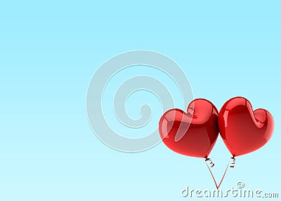 Two ballons in the form of hearts Stock Photo