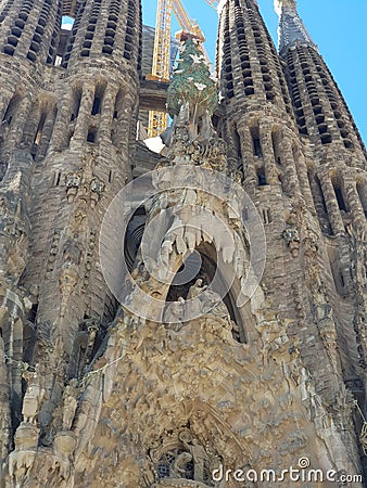 View of amazing unique Sagrada Familia, Barcelona,Spain Editorial Stock Photo