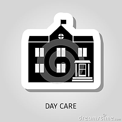 Day care black building sticker Vector Illustration