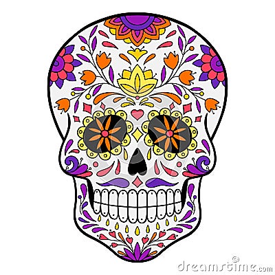 Day of the Dead celebration Sugar Skull Vector Illustration