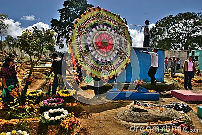 Day of the Dead Celebrations: Giant kites and Colorful Cemeteries in the Mayan highlands of Guatemala Editorial Stock Photo