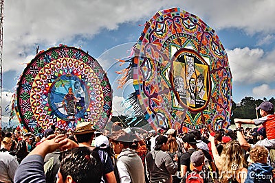 Day of the Dead Celebrations: Giant kites soar the sky in the Mayan highlands of Guatemala Editorial Stock Photo