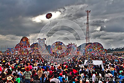 Day of the Dead Celebrations: Giant kites soar the sky in the Mayan highlands of Guatemala Editorial Stock Photo