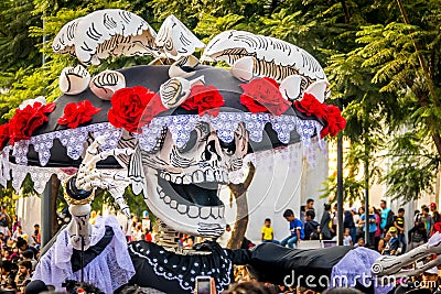 Day of the dead Dia de los Muertos parade in Mexico city - Mexico Editorial Stock Photo