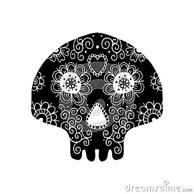 Day of the dead illustration skull. Vector illustration set. Tattoo skeleton. Cartoon Illustration